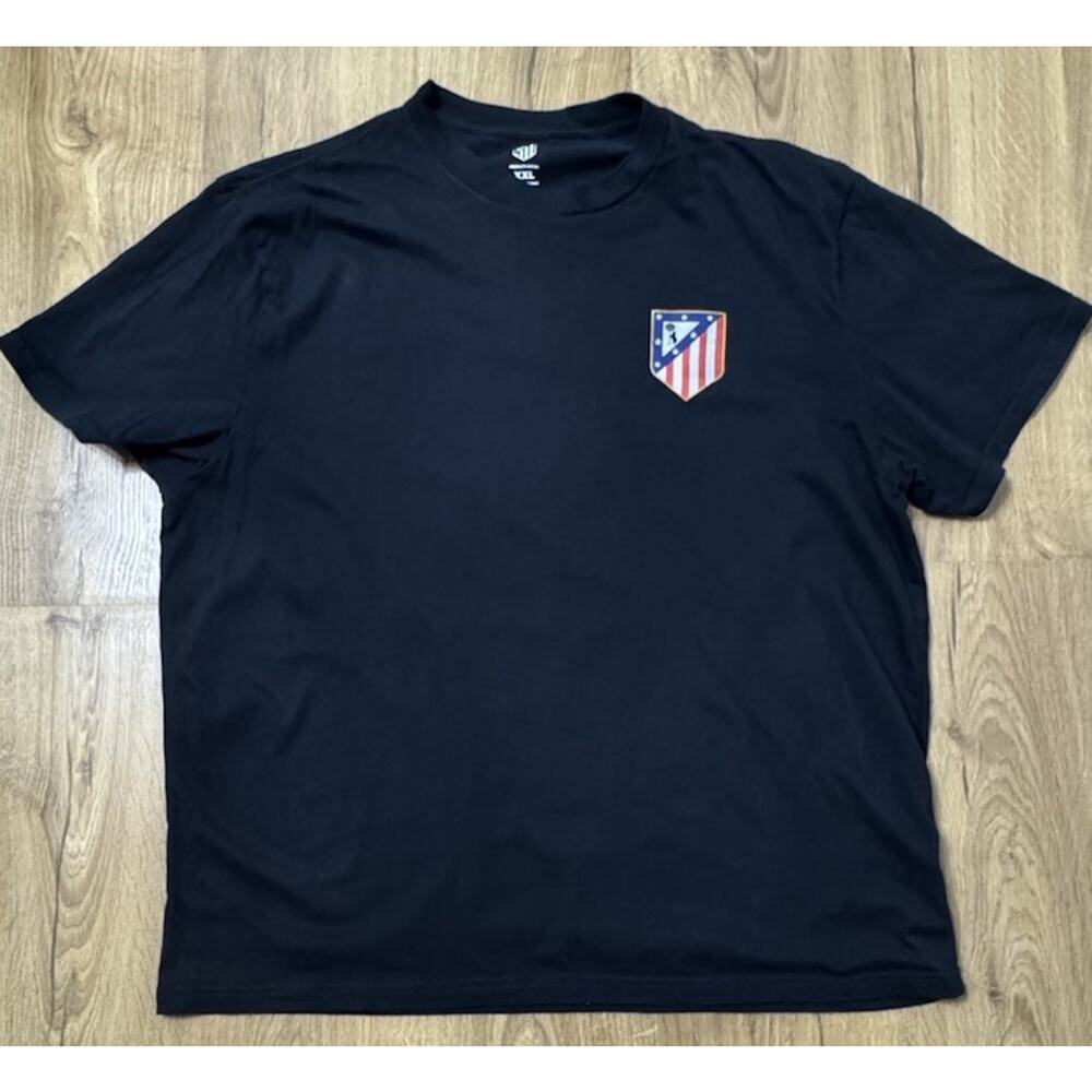 Athletico De Madrid Graphic T-Shirt Mens XXL Black Official Short Sleeve Soccer